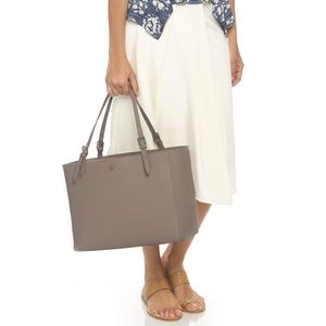 Tory Burch Taupe Soffiano Leather York Tote